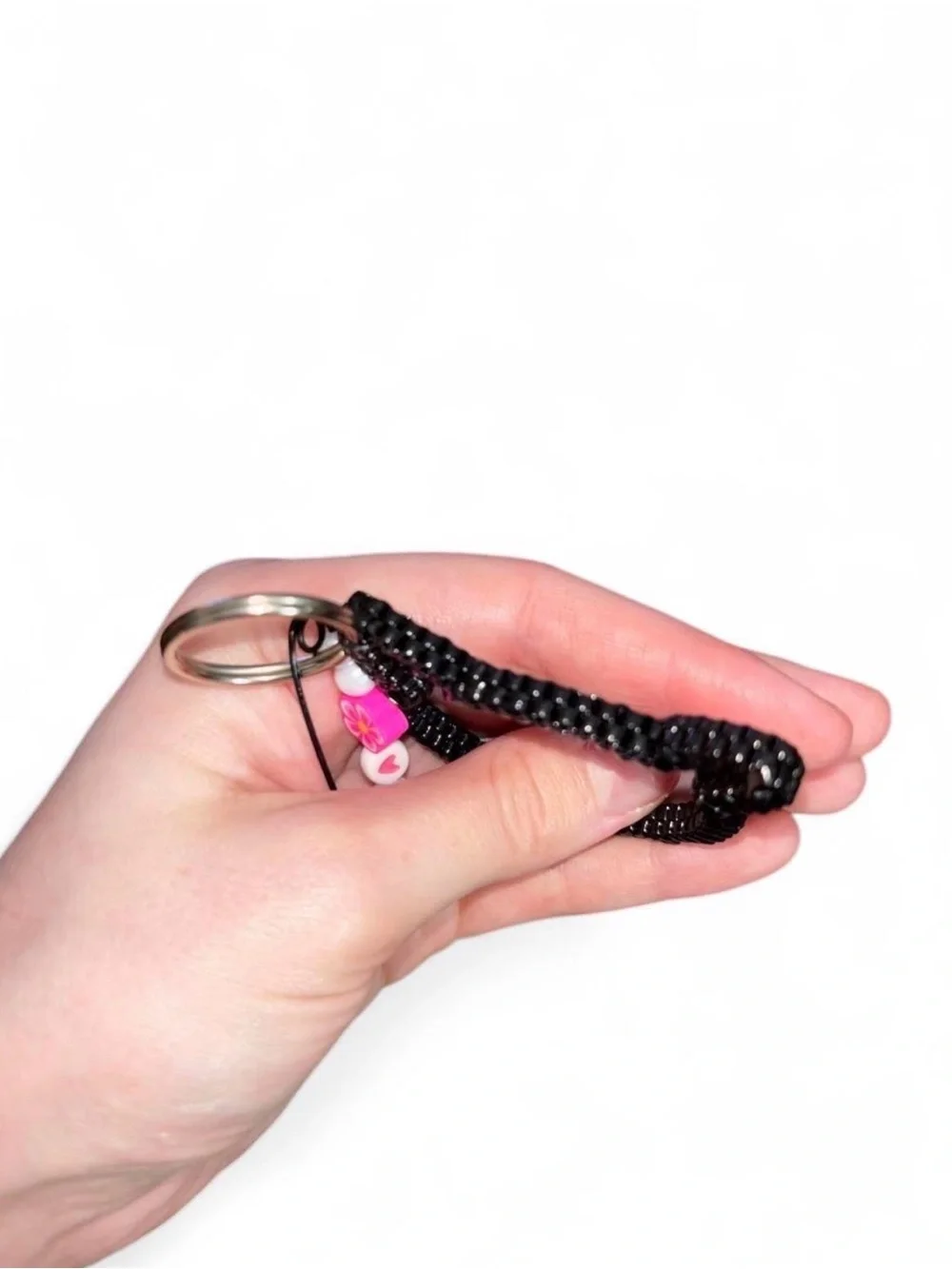 Black Cat-Shaped Keychain with Safety Pin Charm